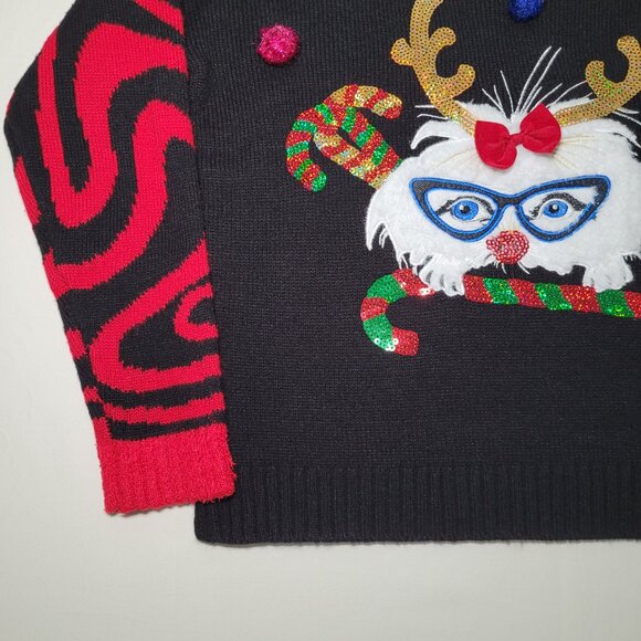 33 Degrees Christmas Sweater Crewneck Holiday Party Black Red Womens Size Small - Picture 3 of 11